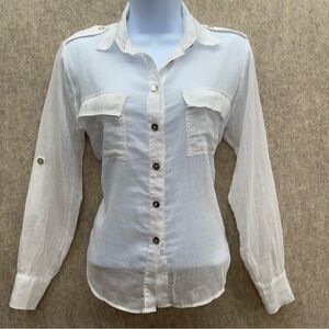 Women's Gauze Cotton Button Down Shirt, XS